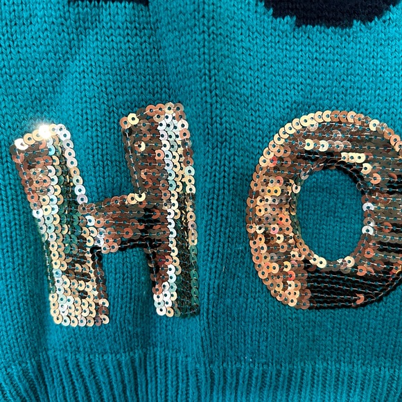 Forever 21 Green Embellished Sequins Ugly Christmas Sweater Juniors Small - Picture 4 of 5